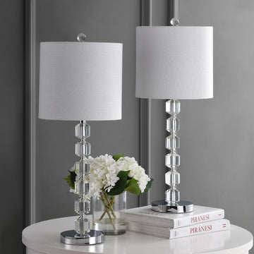 Cary 27.5" Modern Stacked Crystal/Metal LED Table Lamp - JONATHAN Y
